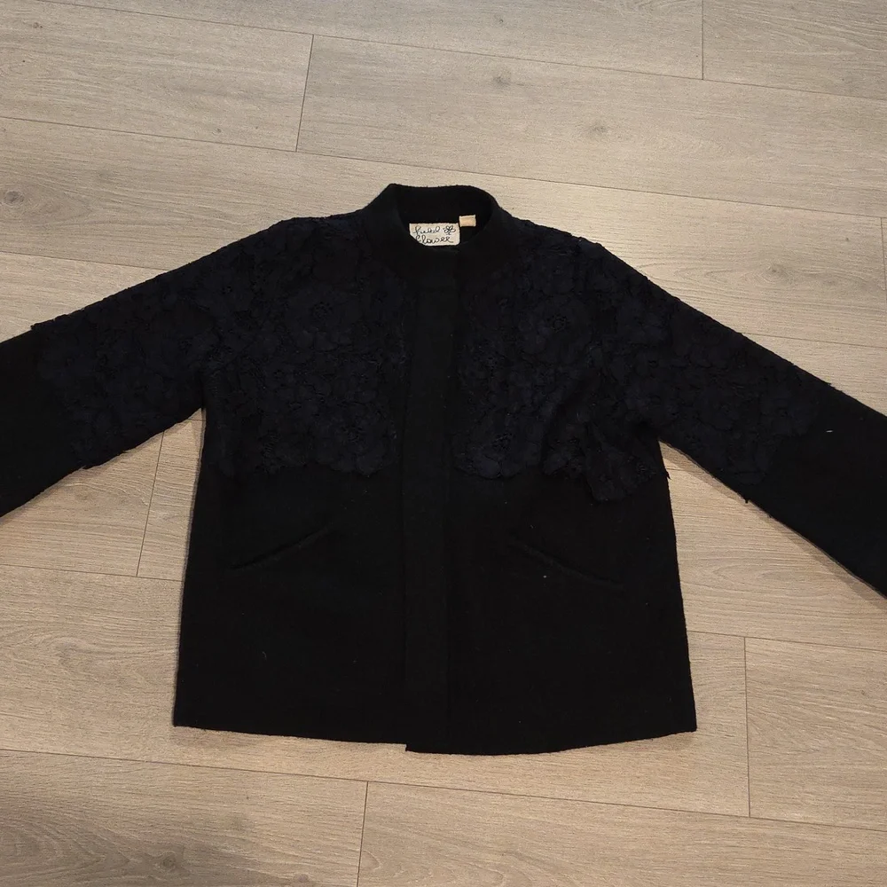 Anthropologie Field Flower Laced Bell-Sleeve Jumper Jacket- Wool Blend - Picture 4 of 6
